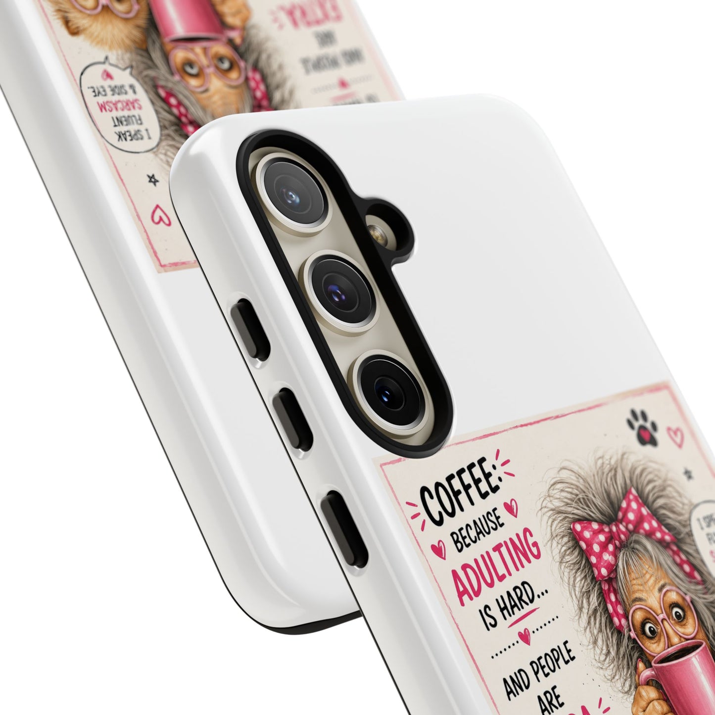 Perky Pearl and LattePhone Case — Funny "Adulting Is Hard" Cozy Design
