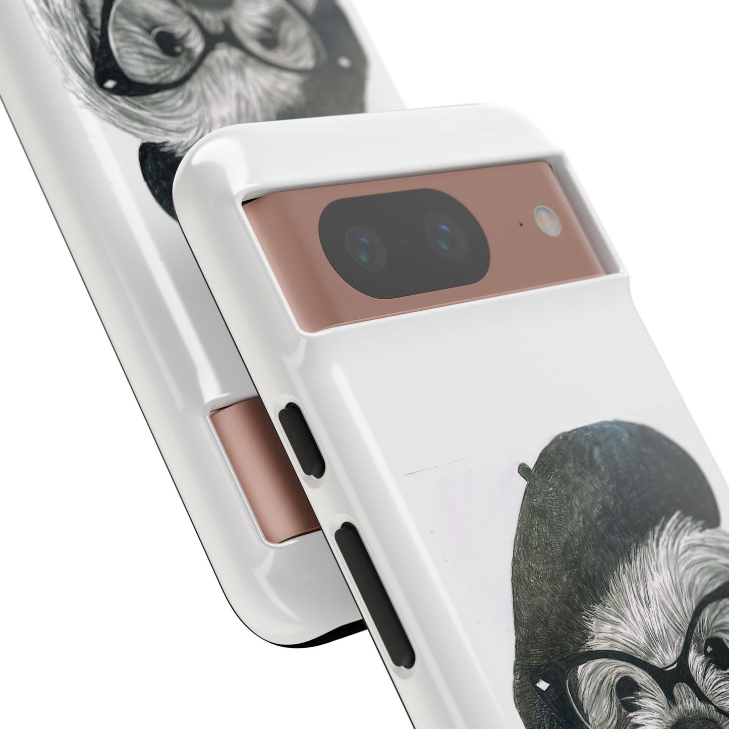Dog Portrait Phone Case — Dexter with Beret, Glasses & Bow Tie