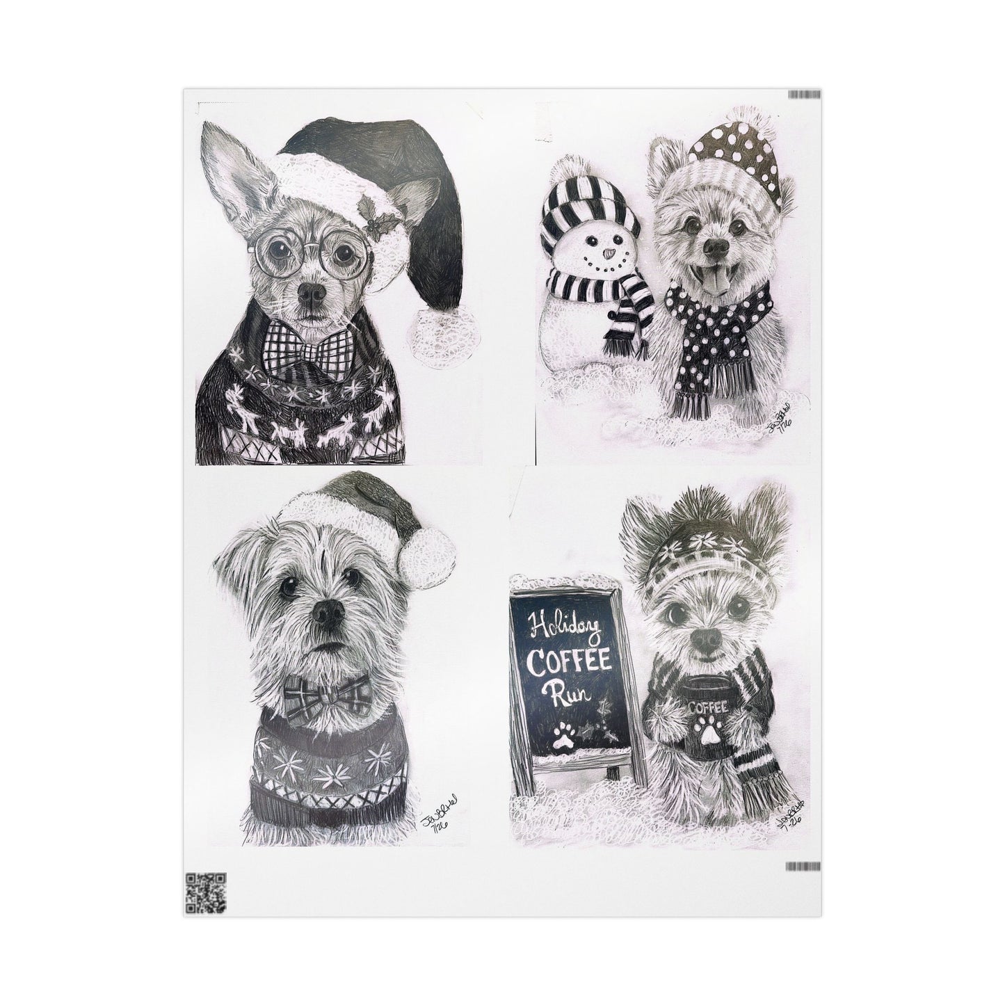 Sophia’s Gracie foundation Wrapping Paper Roll — Black & White  Pattern for Pet Lovers