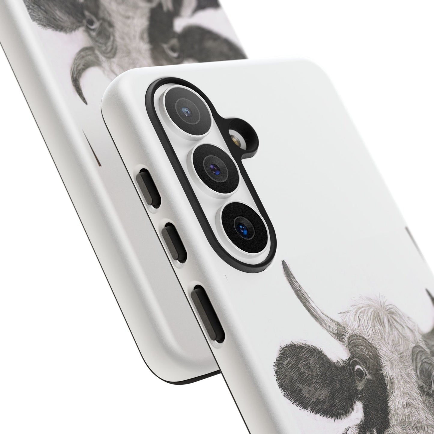 Cow Sketch Tough Phone Case — Protective iPhone Cover with Whimsical Cow Illustration