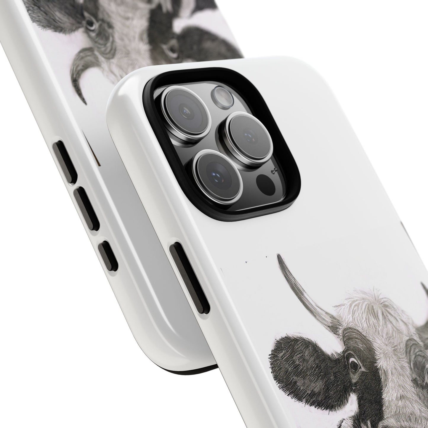 Cow Sketch Tough Phone Case — Protective iPhone Cover with Whimsical Cow Illustration