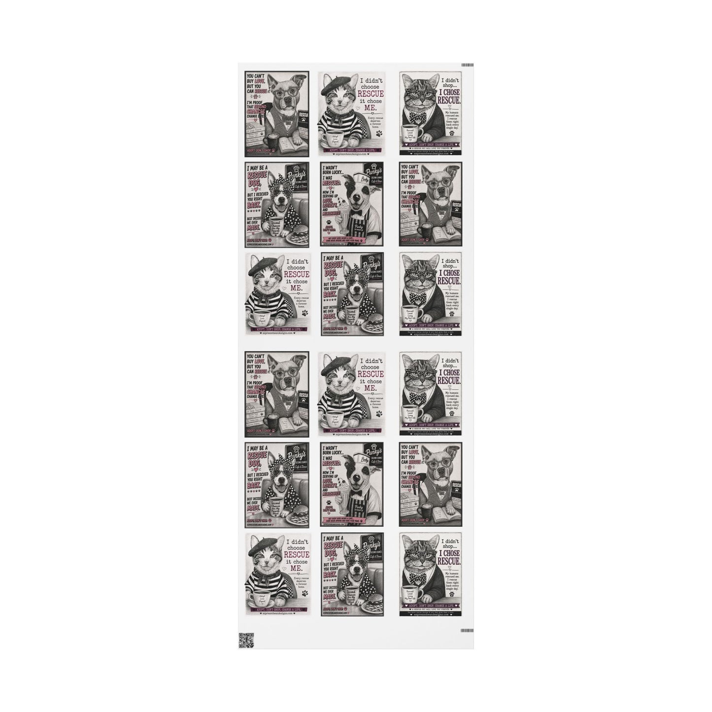 Euclid pet pals  Wrapping Paper Roll — Black & White Storyboard Gift Wrap