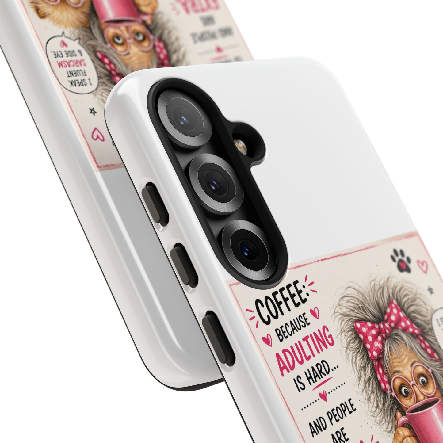 Perky Pearl and LattePhone Case — Funny "Adulting Is Hard" Cozy Design