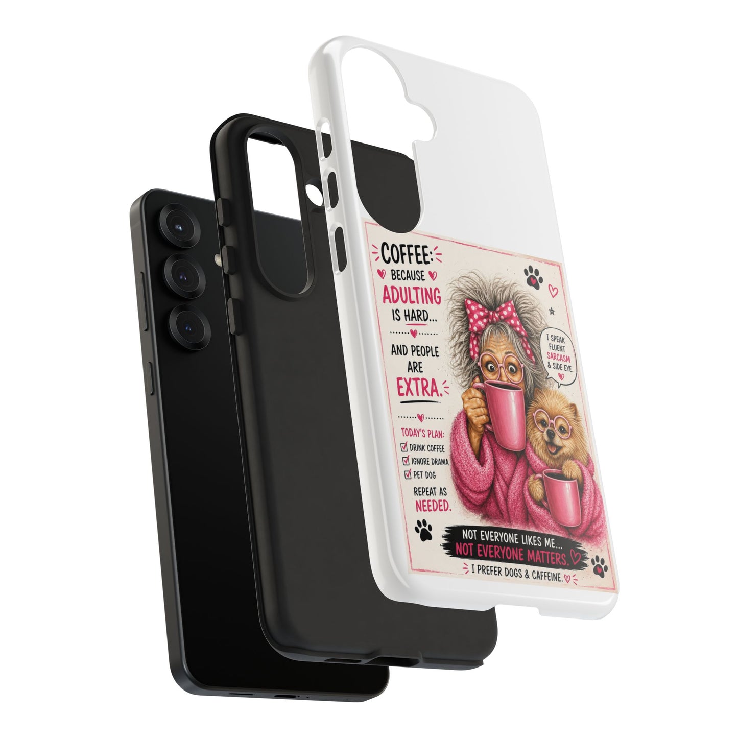Perky Pearl and LattePhone Case — Funny "Adulting Is Hard" Cozy Design