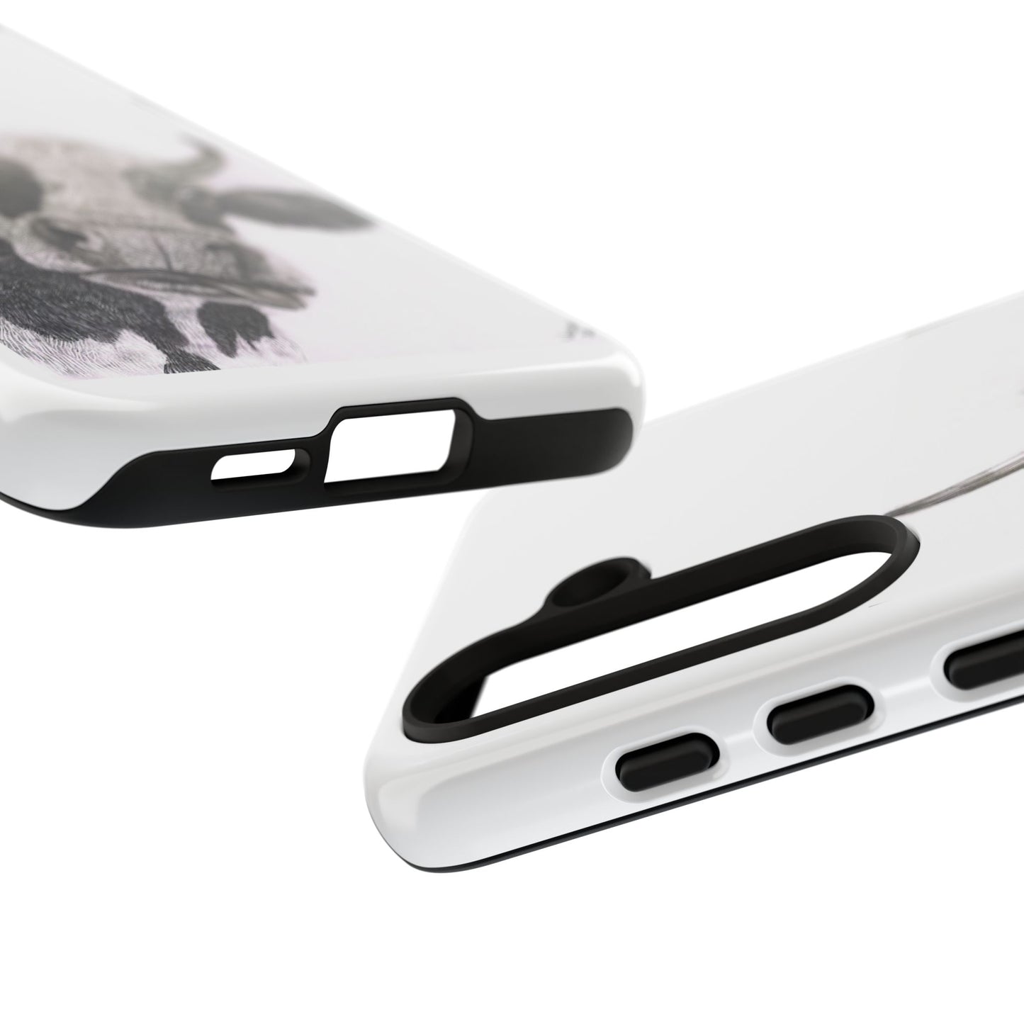Cow Sketch Tough Phone Case — Protective iPhone Cover with Whimsical Cow Illustration