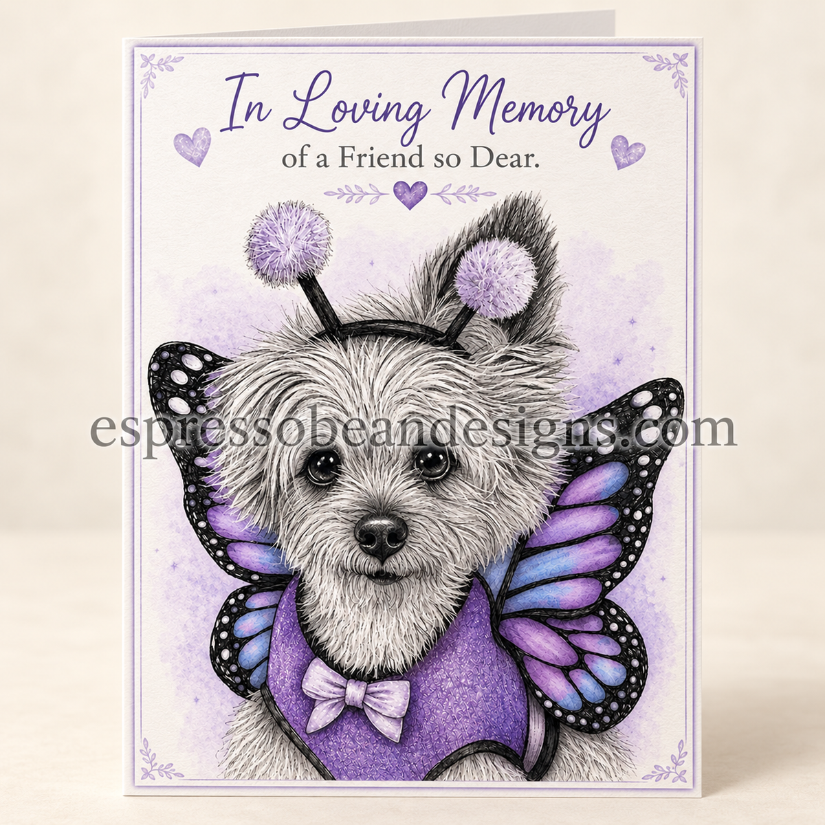 In Loving Memory — Butterfly Dog Pet Sympathy Card