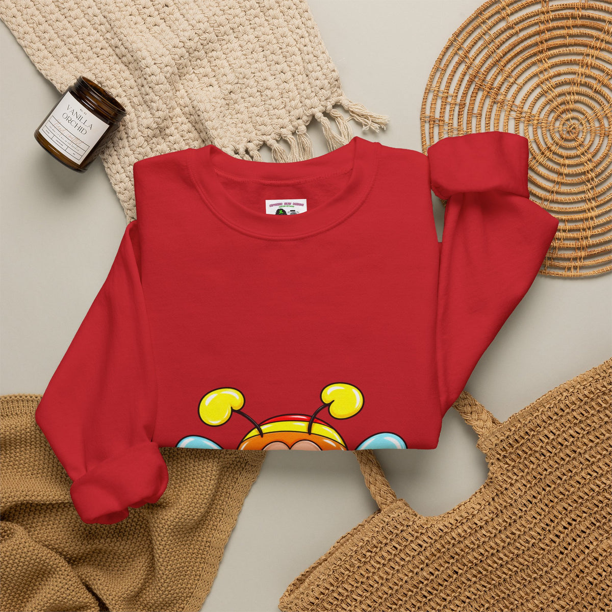 Tired Love bug  Crewneck Sweatshirt — Colorful Rainbow Cute Graphic