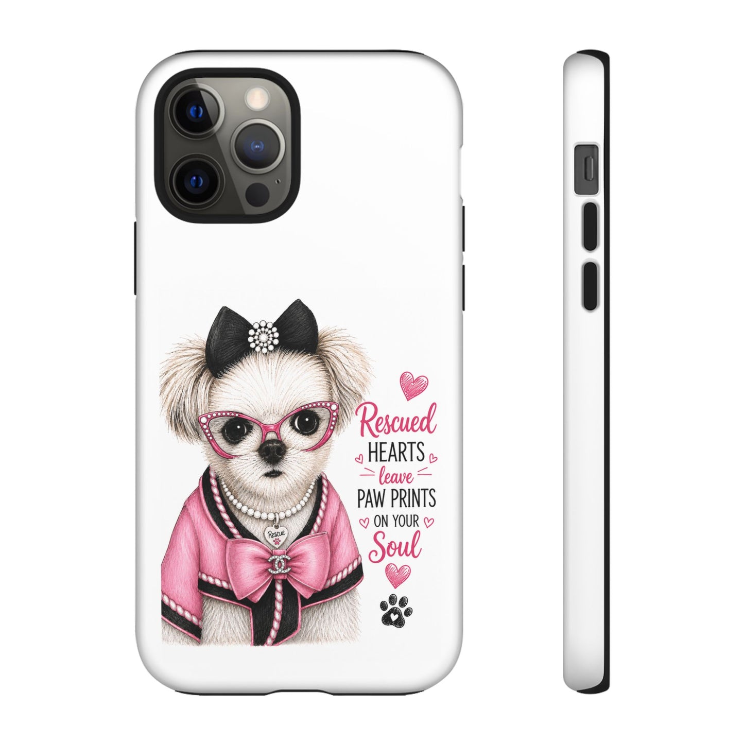 Rescued Hearts Paw Prints Phone Case