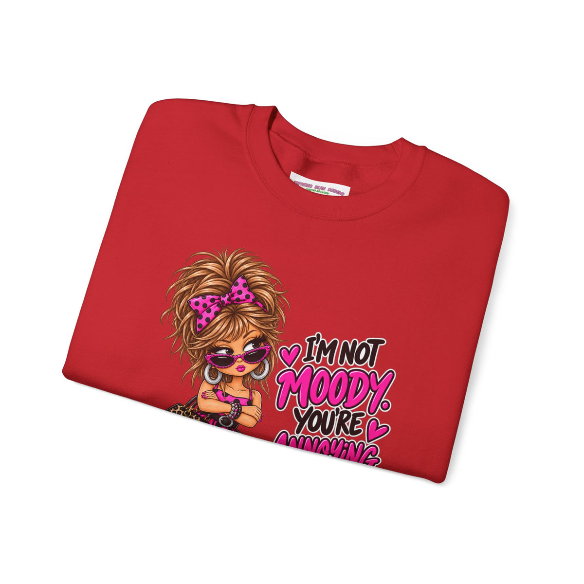 “I’m Not Moody, You’re Annoying” Girl & Pug Graphic Sweatshirt