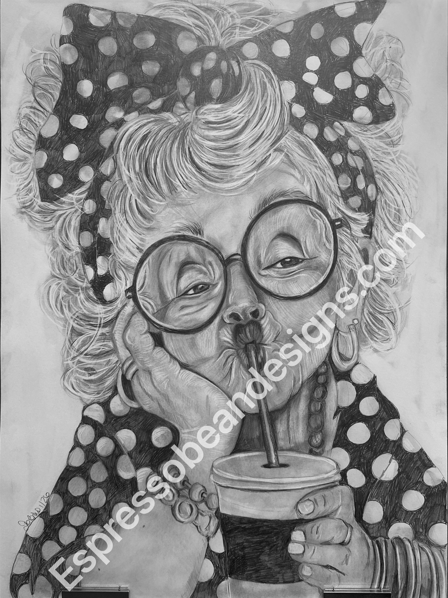 Perky Pearl and her iced coffee