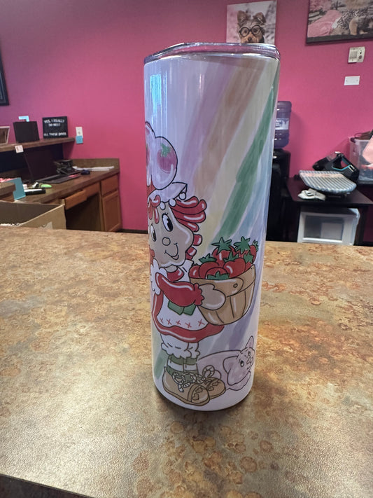 Strawberry shortcake w berries and a rainbow 20 ounce tumbler