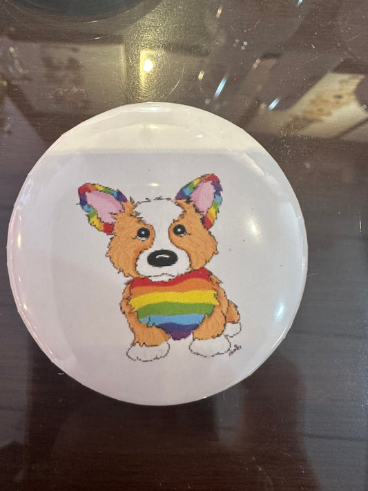 Rainbow corgi button