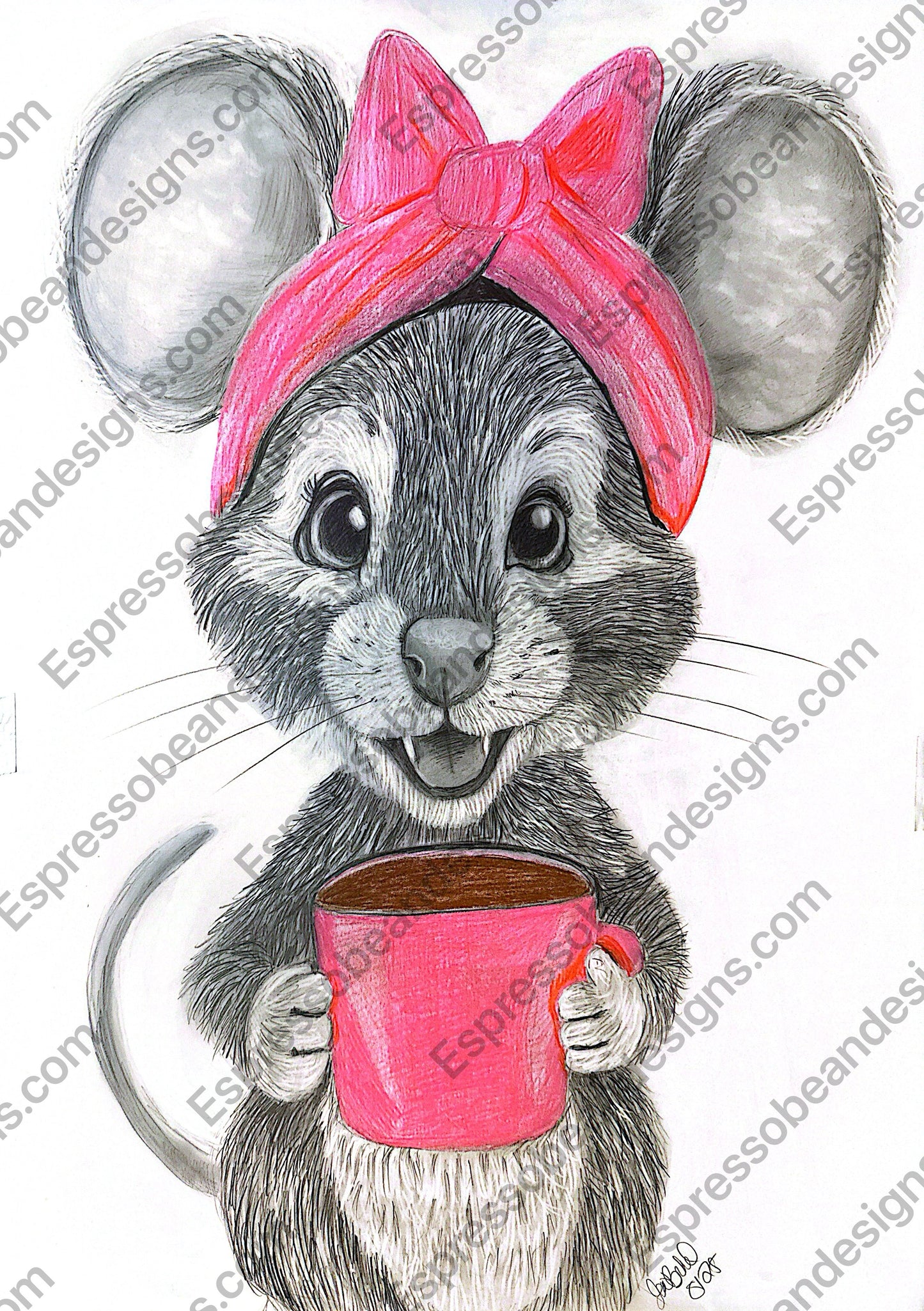 Cute mouse with coffee